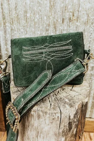 Forest Green Bum Bag  with Cream Figure 8 Stitch