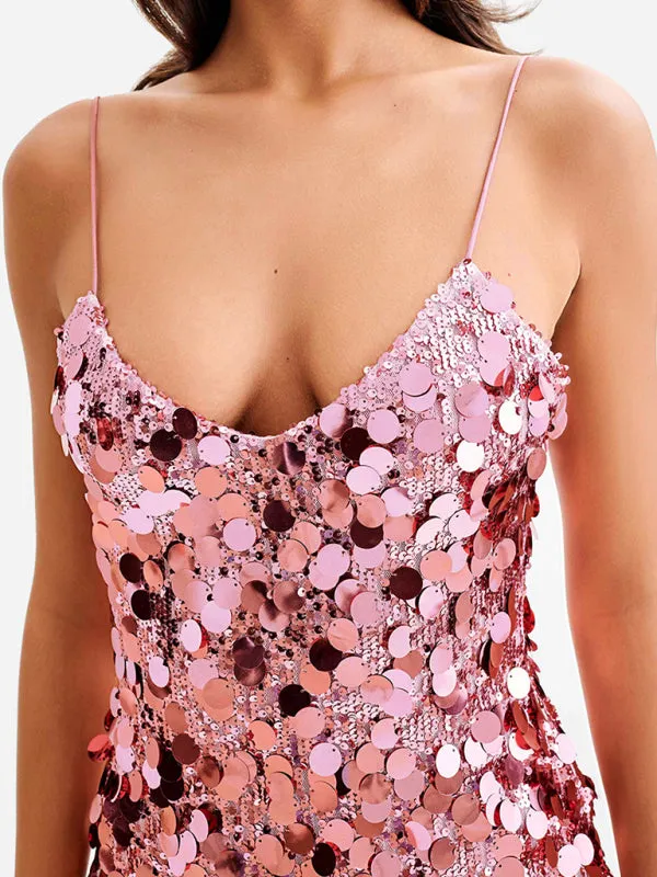 Glitz & Bliss Pink Sequin Mini Party Dress | Pink Sparkly Dress | Shift Glitter Dress | Cocktail Dresses