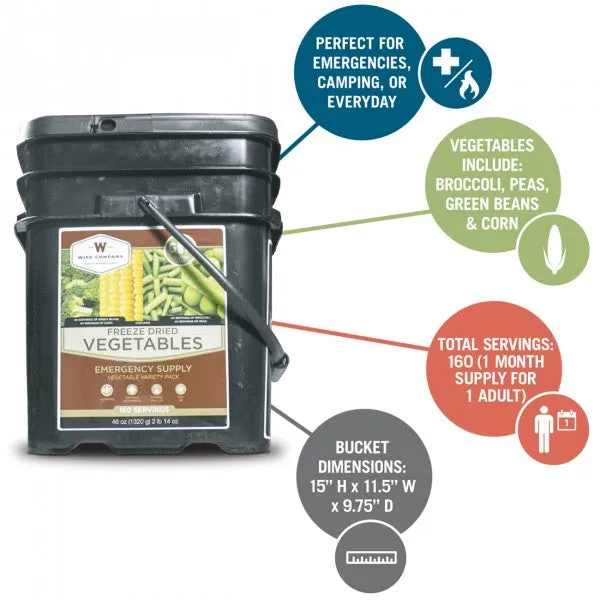 Gluten Free Emergency Freeze Dried Vegetables - 160 Servings