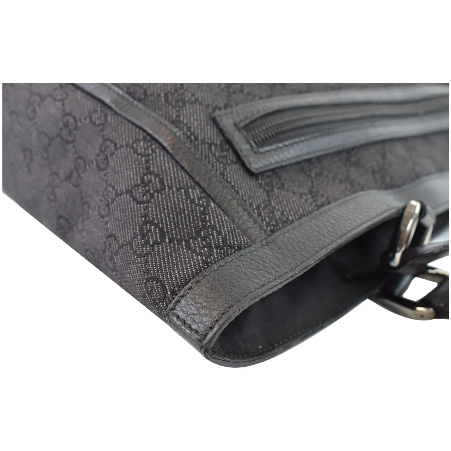 GUCCI Abbey Pocket Medium GG Denim Tote Bag Black 268639 - 20% OFF