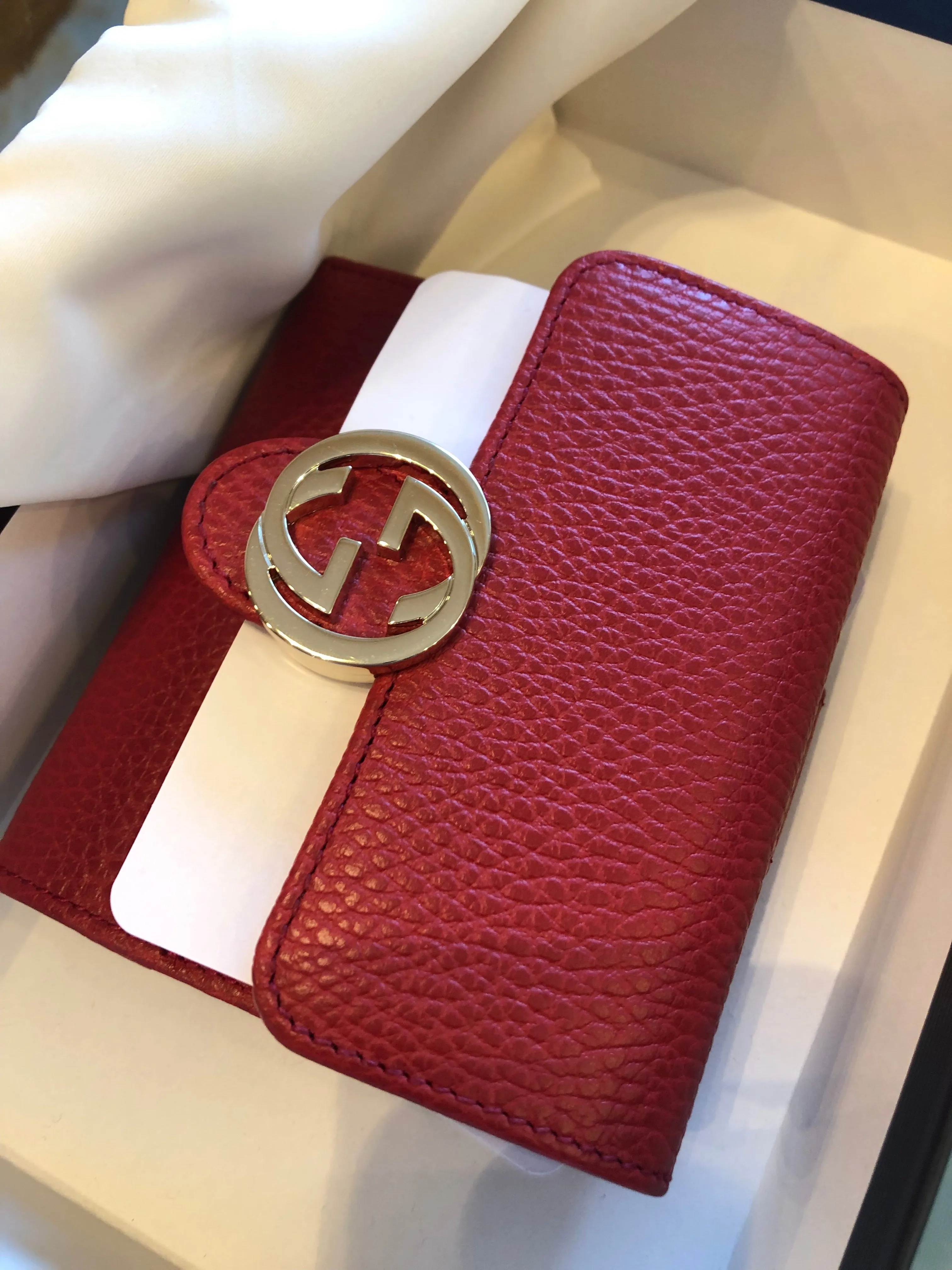 Gucci Interlocking GG French Wallet in Red