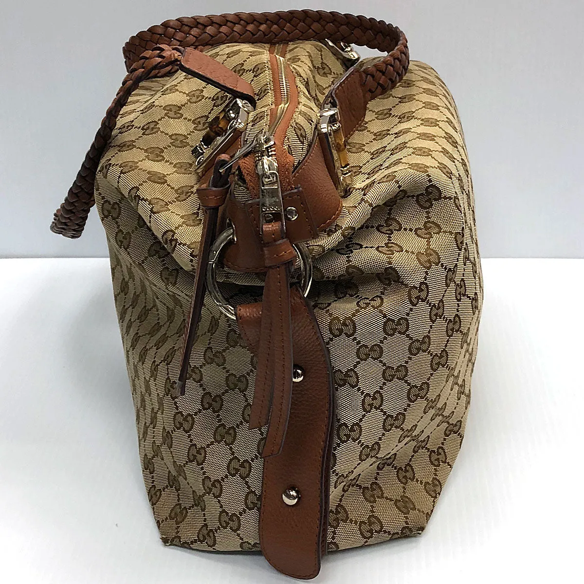 Gucci Large Canvas Bamboo Bar Travel Tote
