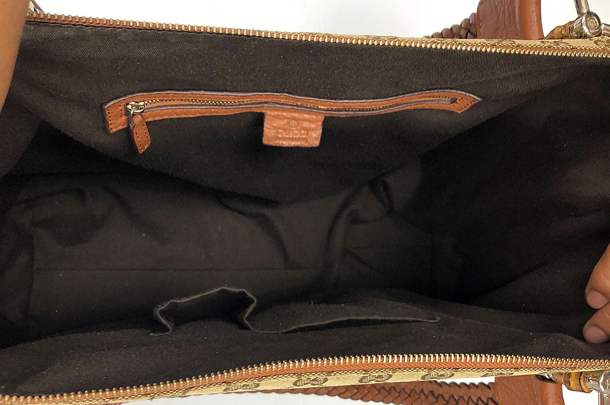 Gucci Large Canvas Bamboo Bar Travel Tote