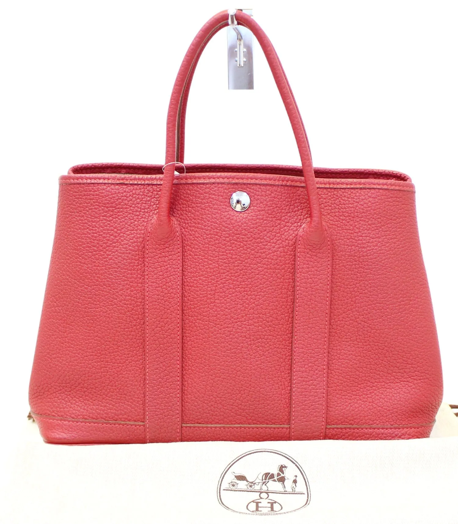 HERMES Negonda Leather Red Garden Party 30 Tote Bag
