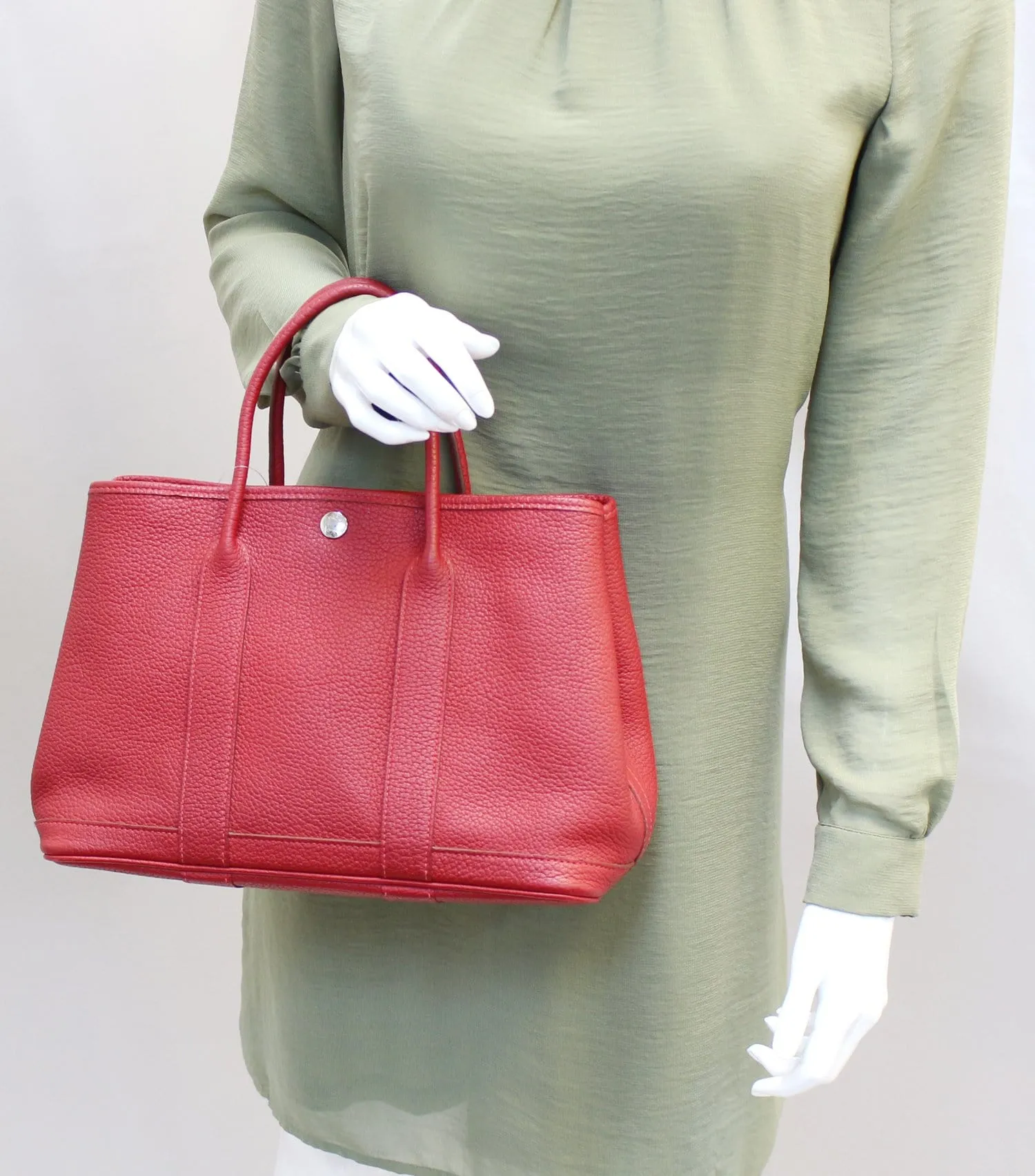 HERMES Negonda Leather Red Garden Party 30 Tote Bag