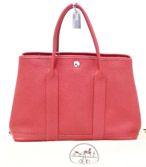 HERMES Negonda Leather Red Garden Party 30 Tote Bag