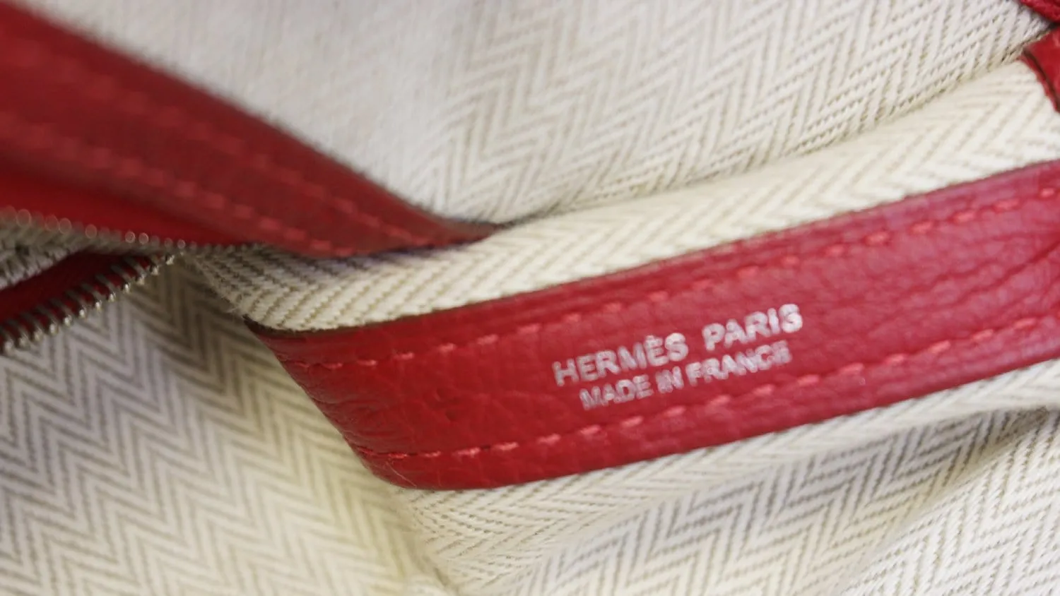 HERMES Negonda Leather Red Garden Party 30 Tote Bag