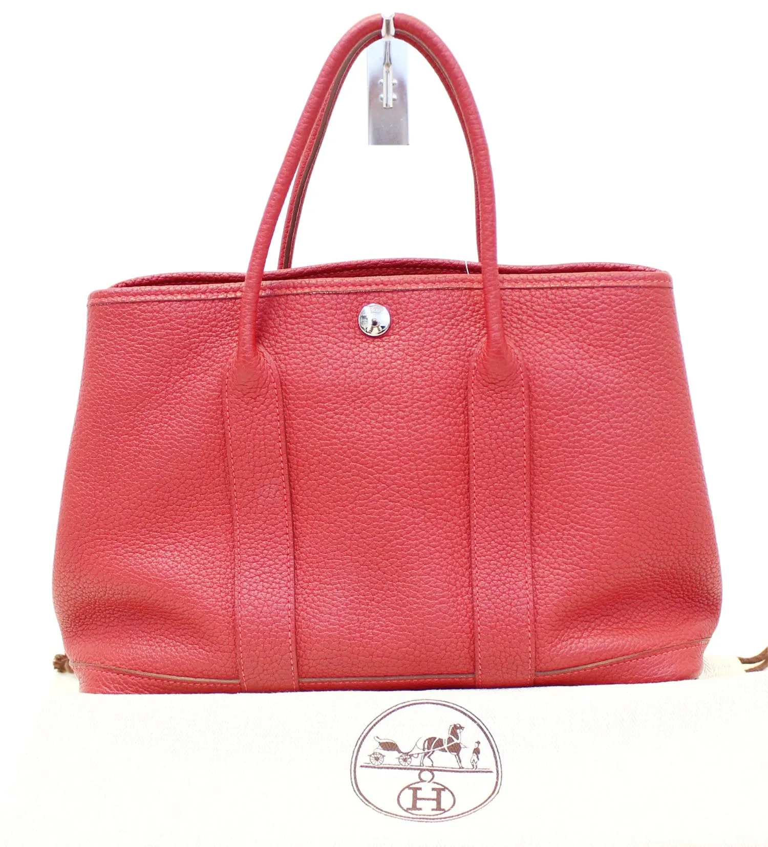 HERMES Negonda Leather Red Garden Party 30 Tote Bag
