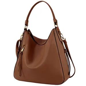 Hobo Handbags for Women Large Waterproof Leather Purses Ladies Tote Satchel Purse Shoulder Bag,Brown
