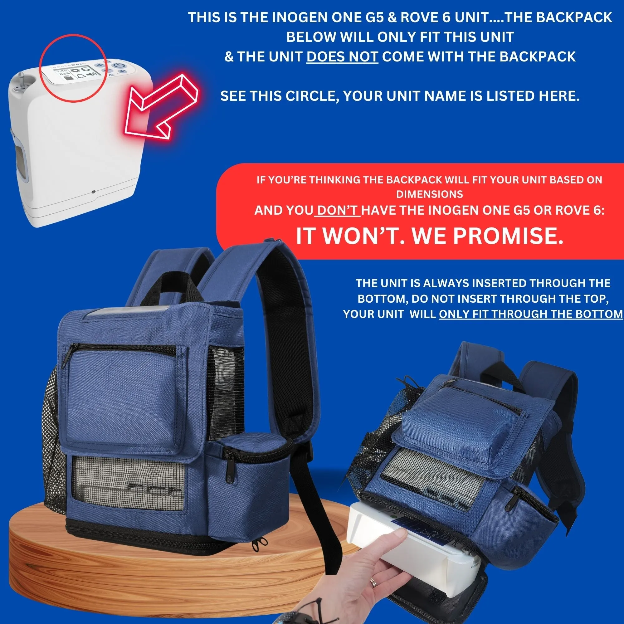 Inogen One G5 & Inogen Rove 6 Lightweight Backpack w/Pockets, ultra lightweight