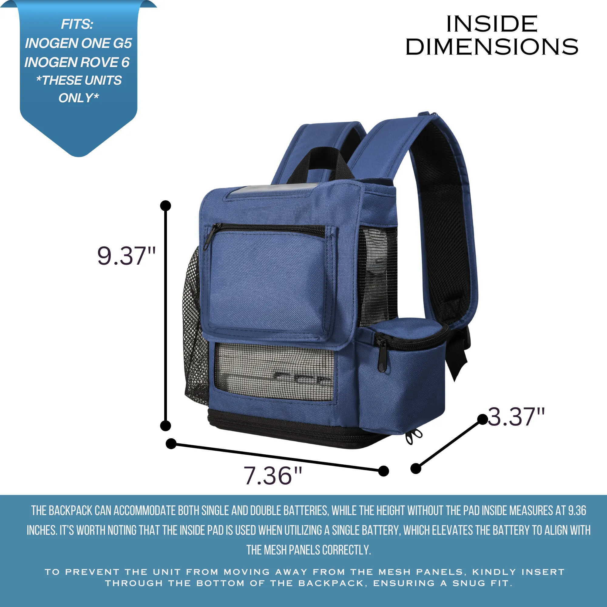 Inogen One G5 & Inogen Rove 6 Lightweight Backpack w/Pockets, ultra lightweight