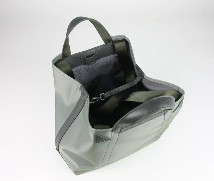Light Green Womens Nylon Handbag Totes Light Green Womens Nylon Leather Shoulder Tote Purse for Ladies
