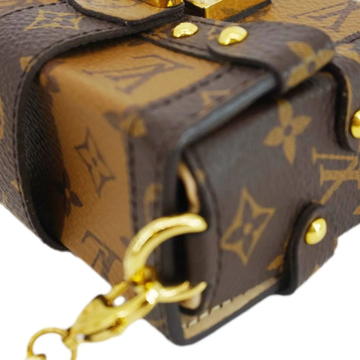 LOUIS VUITTON Essential Trunk NM Reverse Monogram Canvas Crossbody Bag Brown