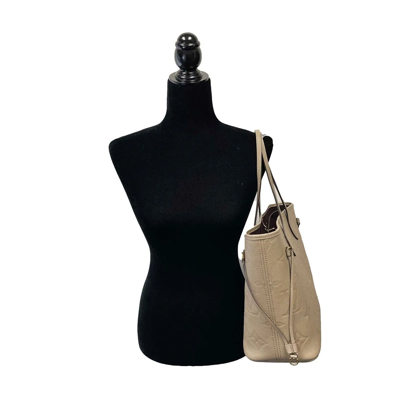 Louis Vuitton - Neverfull MM Embossed Leather Turtledove/Taupe Tote w/ Pouch