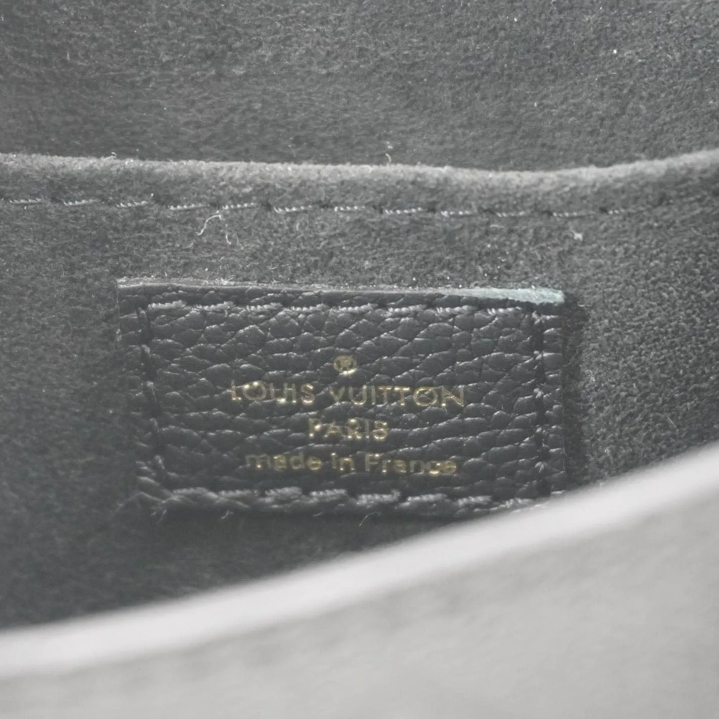 LOUIS VUITTON Petit Sac Plat Monogram Empreinte Leather Shoulder Bag Black
