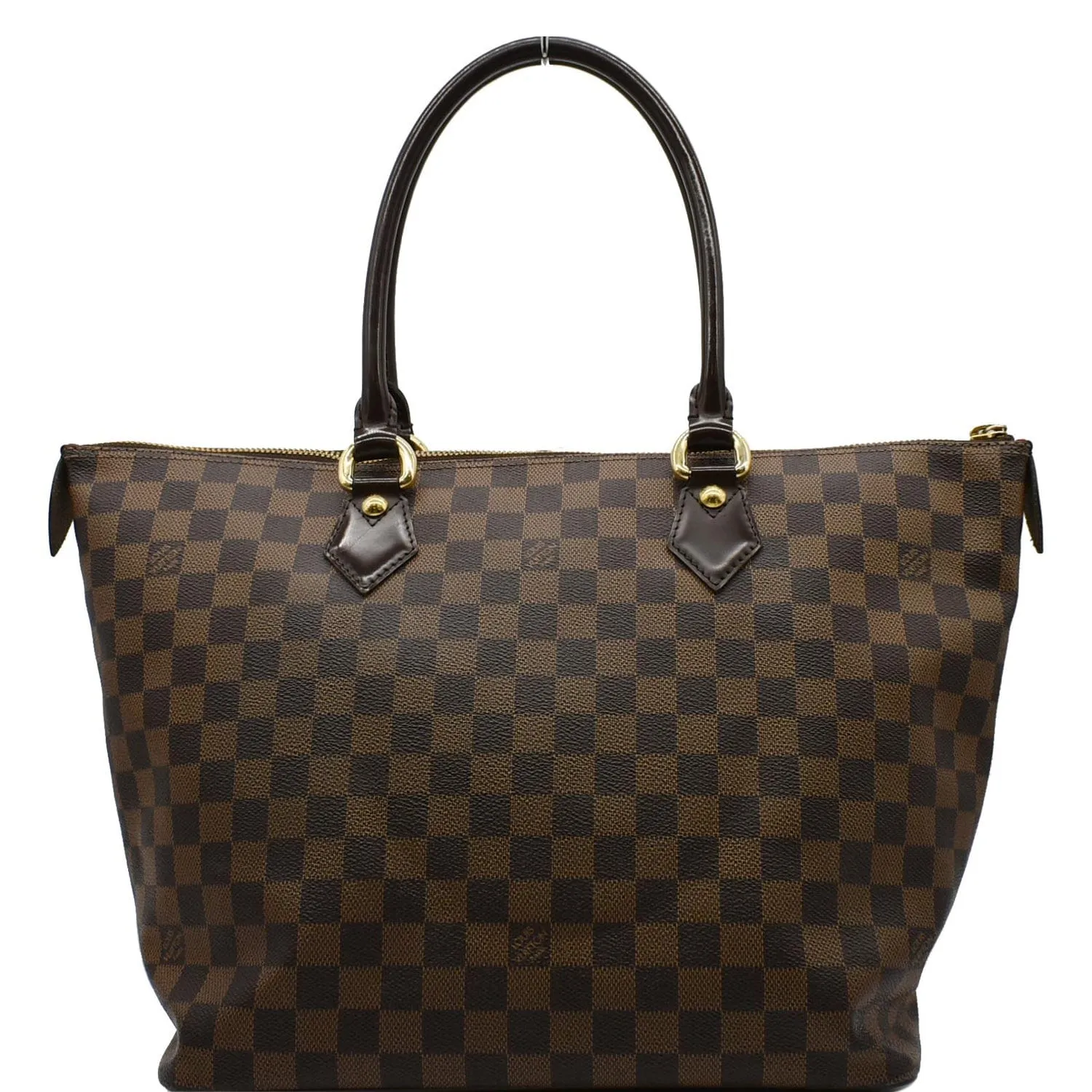 LOUIS VUITTON Saleya MM Damier Ebene Tote Bag Brown