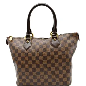 LOUIS VUITTON Saleya PM Damier Ebene Tote Bag Brown