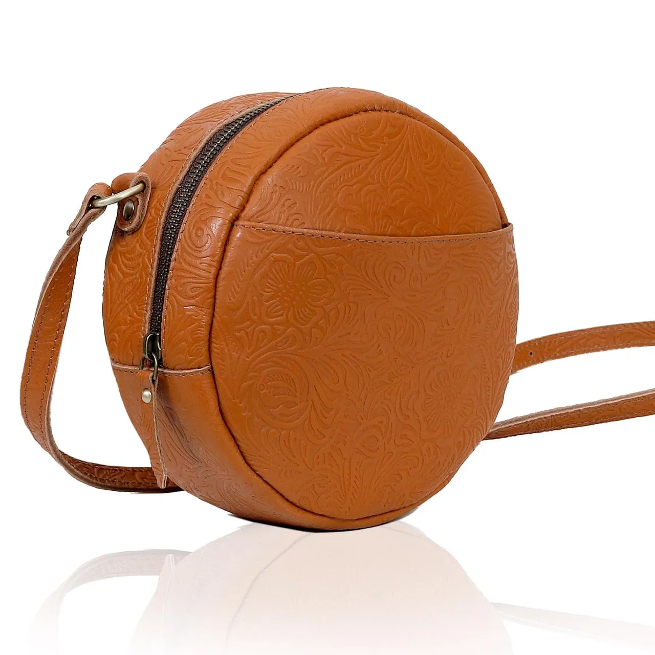 Luna Round Circle Leather Handbag