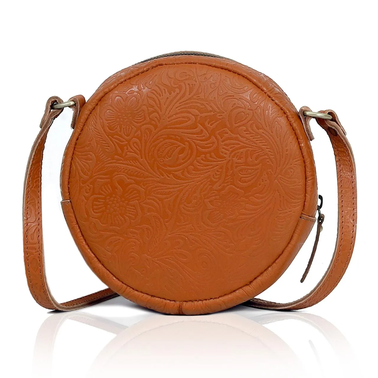 Luna Round Circle Leather Handbag