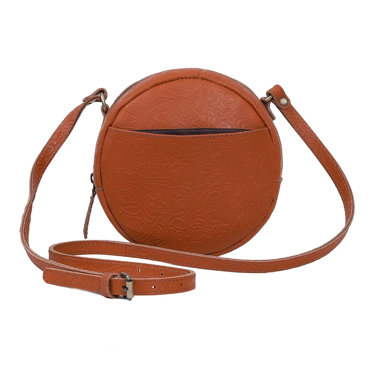 Luna Round Circle Leather Handbag