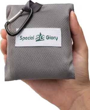 Meafteryou Outdoor Pocket Blanket,Sand-Free Fast Dry Waterproof for Beach,Travel,Hiking,Camping with 4 Built-in Ground Stakes (Dark Grey,43x63 Inch)