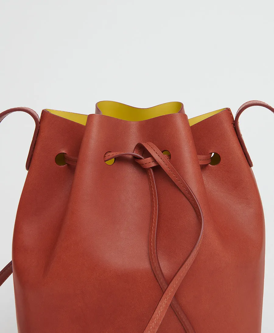 Mini Bucket Bag - Brandy/Lime