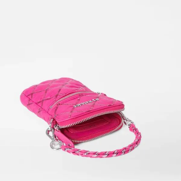 MZ Wallace Micro Crosby in Bright Fuchsia with Sequins