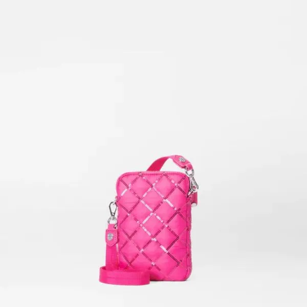 MZ Wallace Micro Crosby in Bright Fuchsia with Sequins