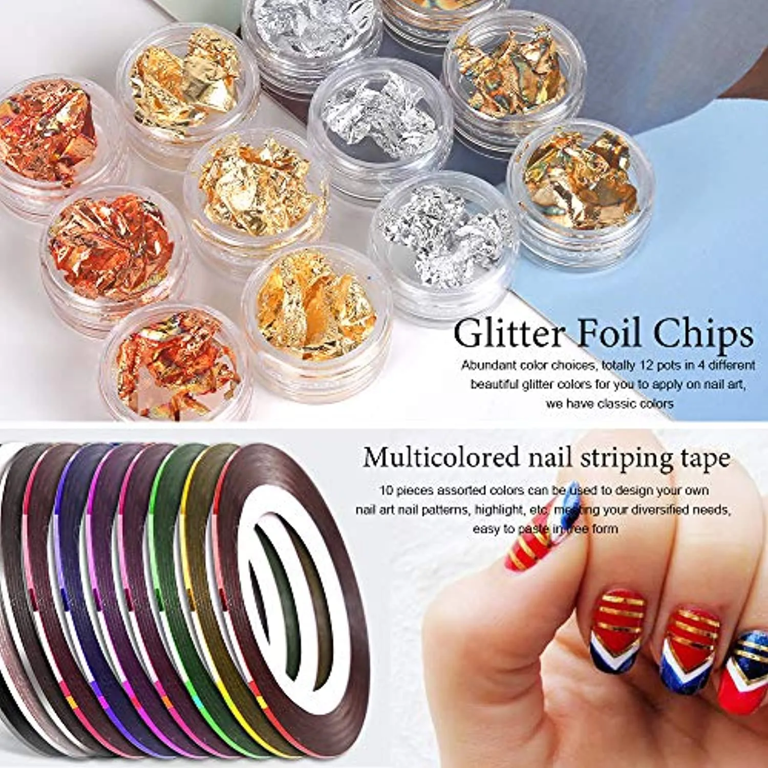 Nail Pen Designer, Teenitor Stamp Nail Art Tool with 15pcs Nail Painting Brushes, Nail Dotting Tool, Nail Foil, Manicure Tape, Color Rhinestones for Nails