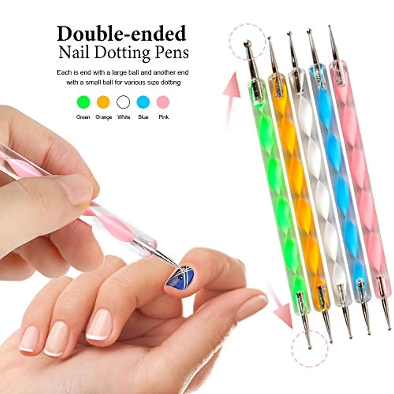 Nail Pen Designer, Teenitor Stamp Nail Art Tool with 15pcs Nail Painting Brushes, Nail Dotting Tool, Nail Foil, Manicure Tape, Color Rhinestones for Nails