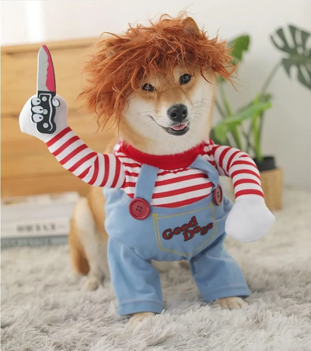 NEW Pet Deadly Doll Dog Costume,Cute Dog Cosplay Christmas Halloween Funny Costume Party Special Costume for Medium and Large Dogs (Sz M)