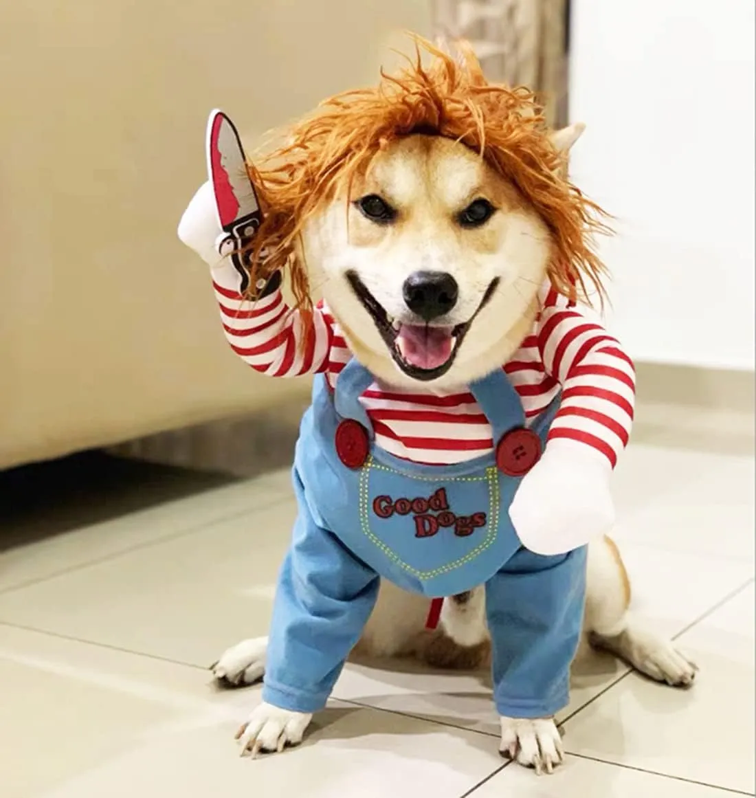 NEW Pet Deadly Doll Dog Costume,Cute Dog Cosplay Christmas Halloween Funny Costume Party Special Costume for Medium and Large Dogs (Sz M)