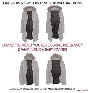 New Zip Us In Award Wining Jacket Expander Panel - Extend The Coat You Love - Match Your Zipper, this is for longer length coats with 1 zip!