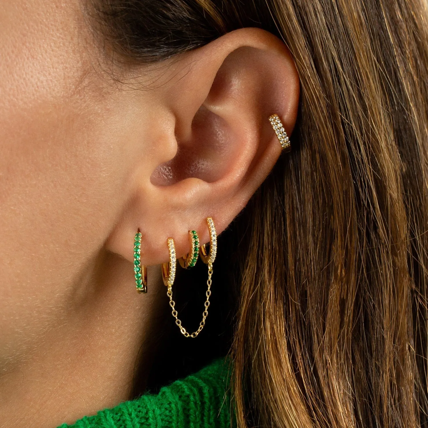 Pavé Colored Mini Huggie Earring