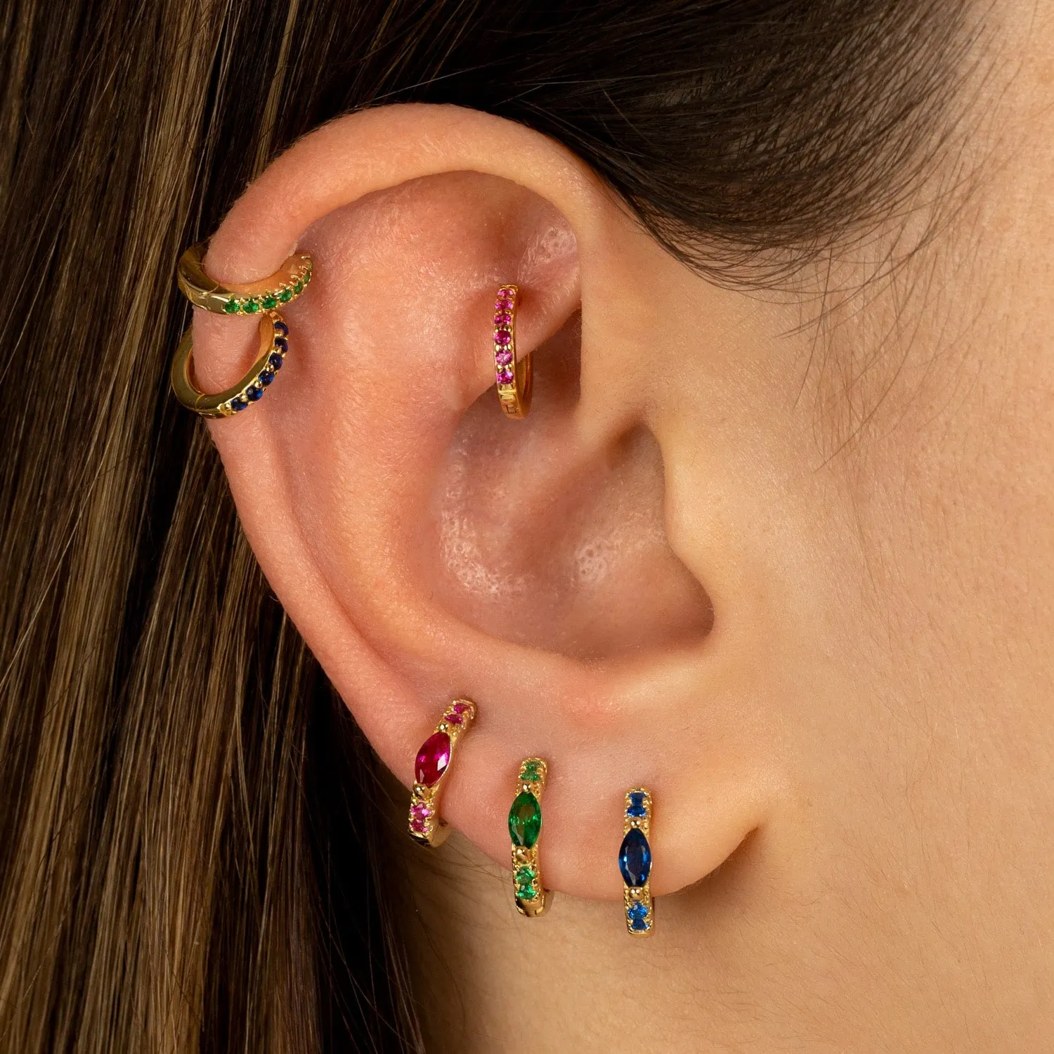 Pavé Colored Mini Huggie Earring