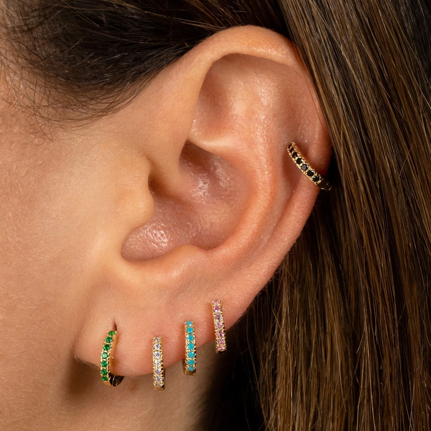 Pavé Colored Mini Huggie Earring
