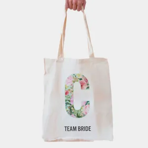 Personalised Floral Print Initial Tote Bag