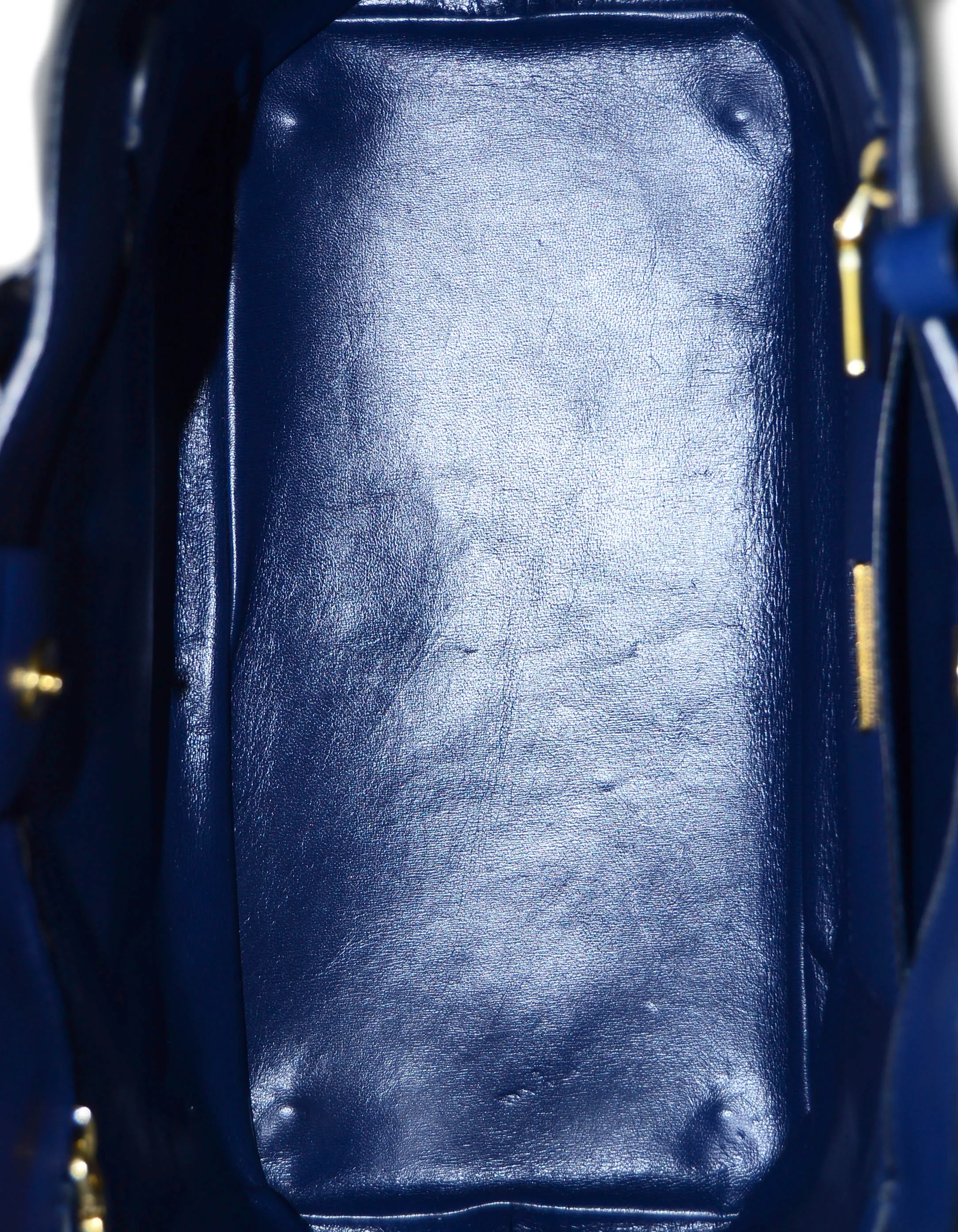 Prada Bluette Saffiano Front Pocket Tote Bag