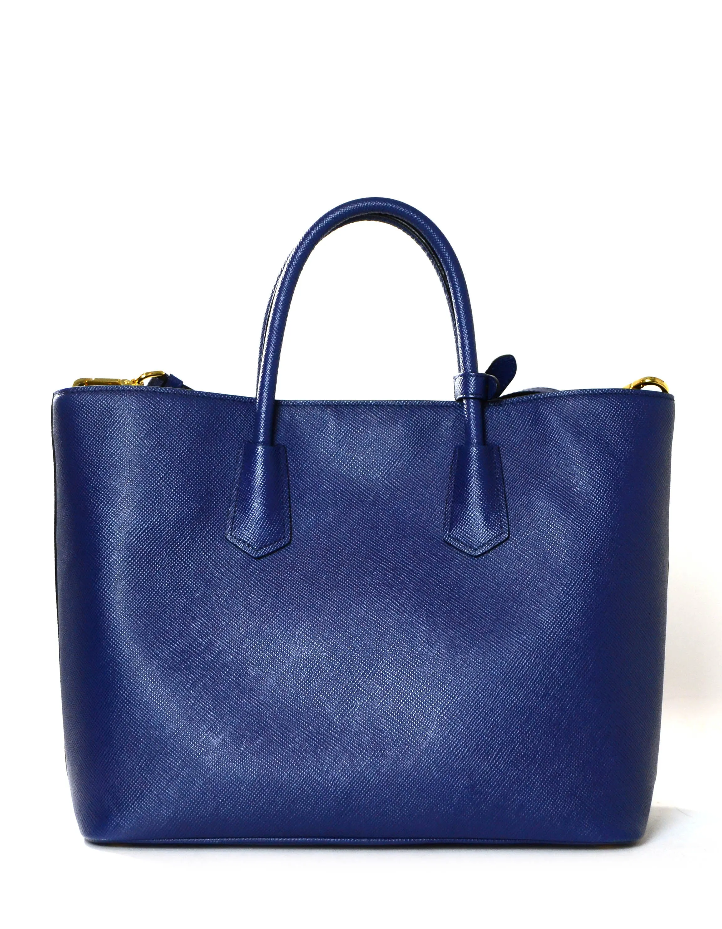 Prada Bluette Saffiano Front Pocket Tote Bag