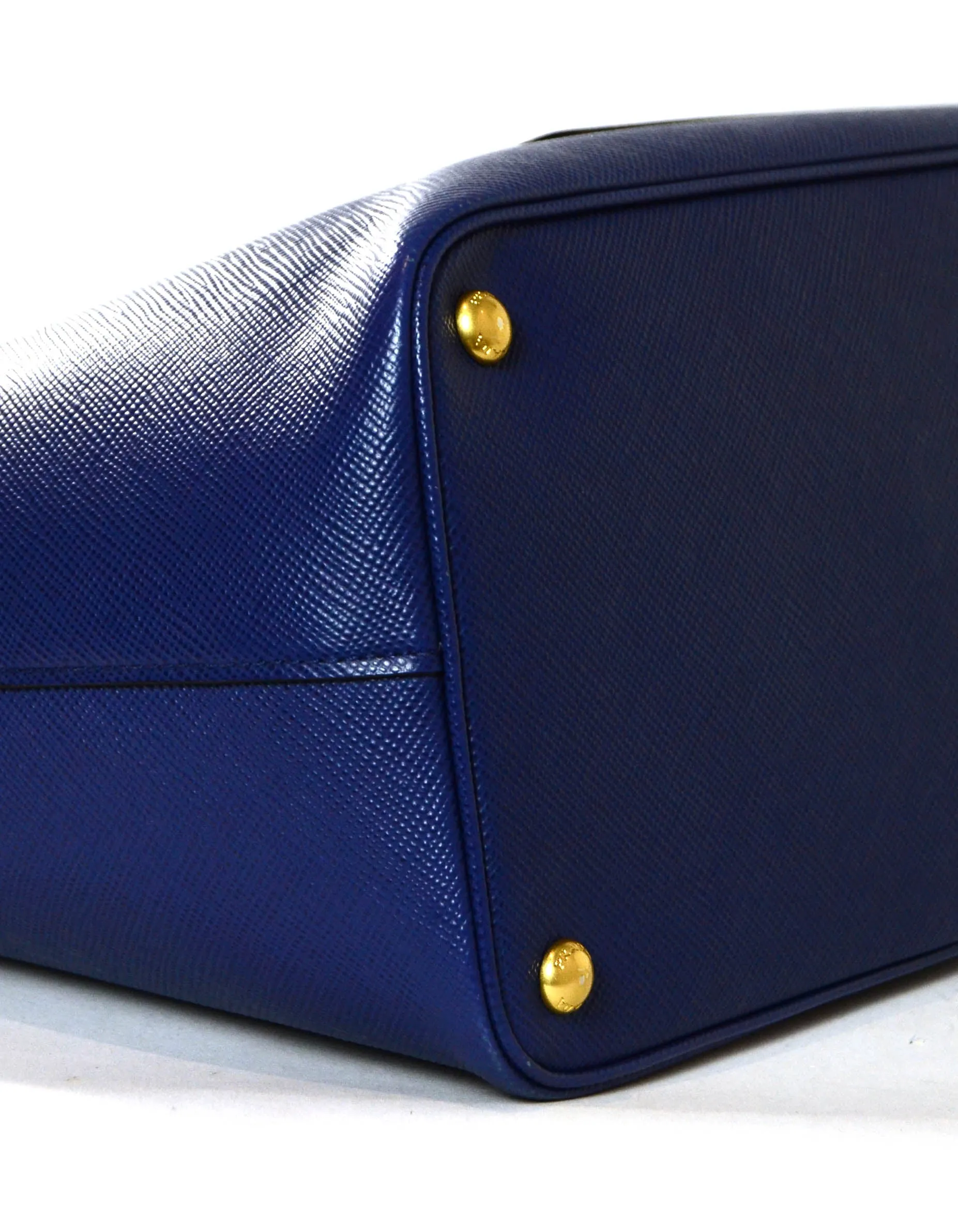 Prada Bluette Saffiano Front Pocket Tote Bag