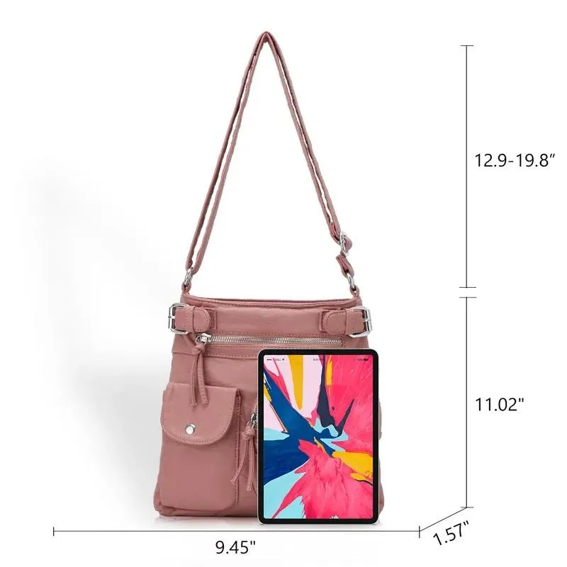 Premium Multi-Pocket Crossbody Bag, Soft Leather Shoulder Bag