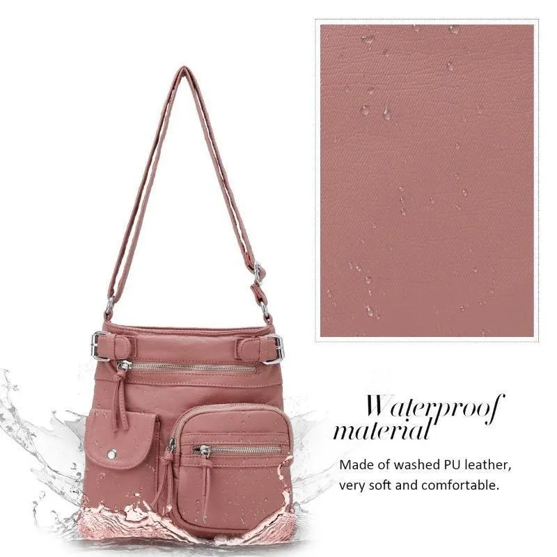Premium Multi-Pocket Crossbody Bag, Soft Leather Shoulder Bag