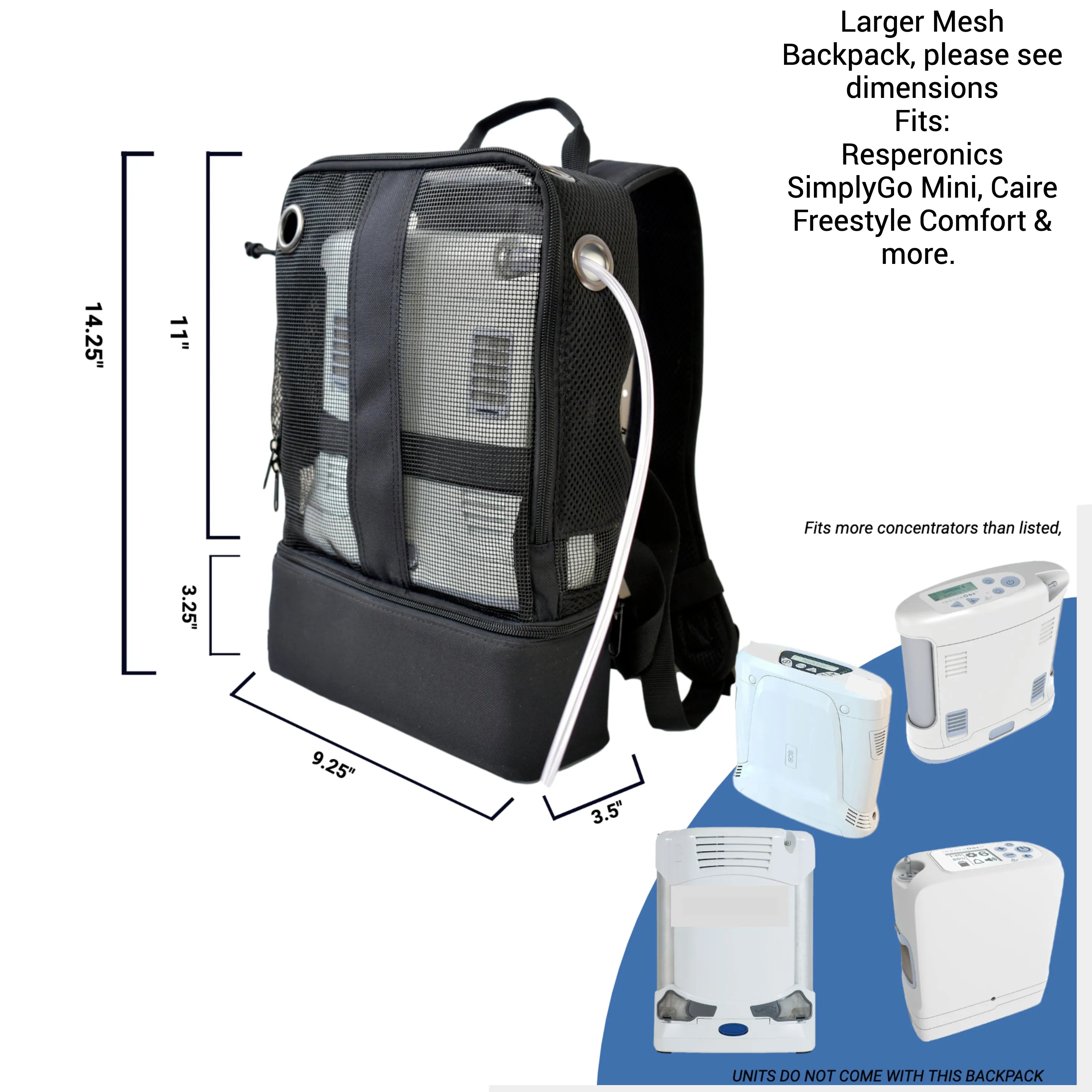 REFURBISHED o2totes Universal Mesh Backpack w/Storage - Black