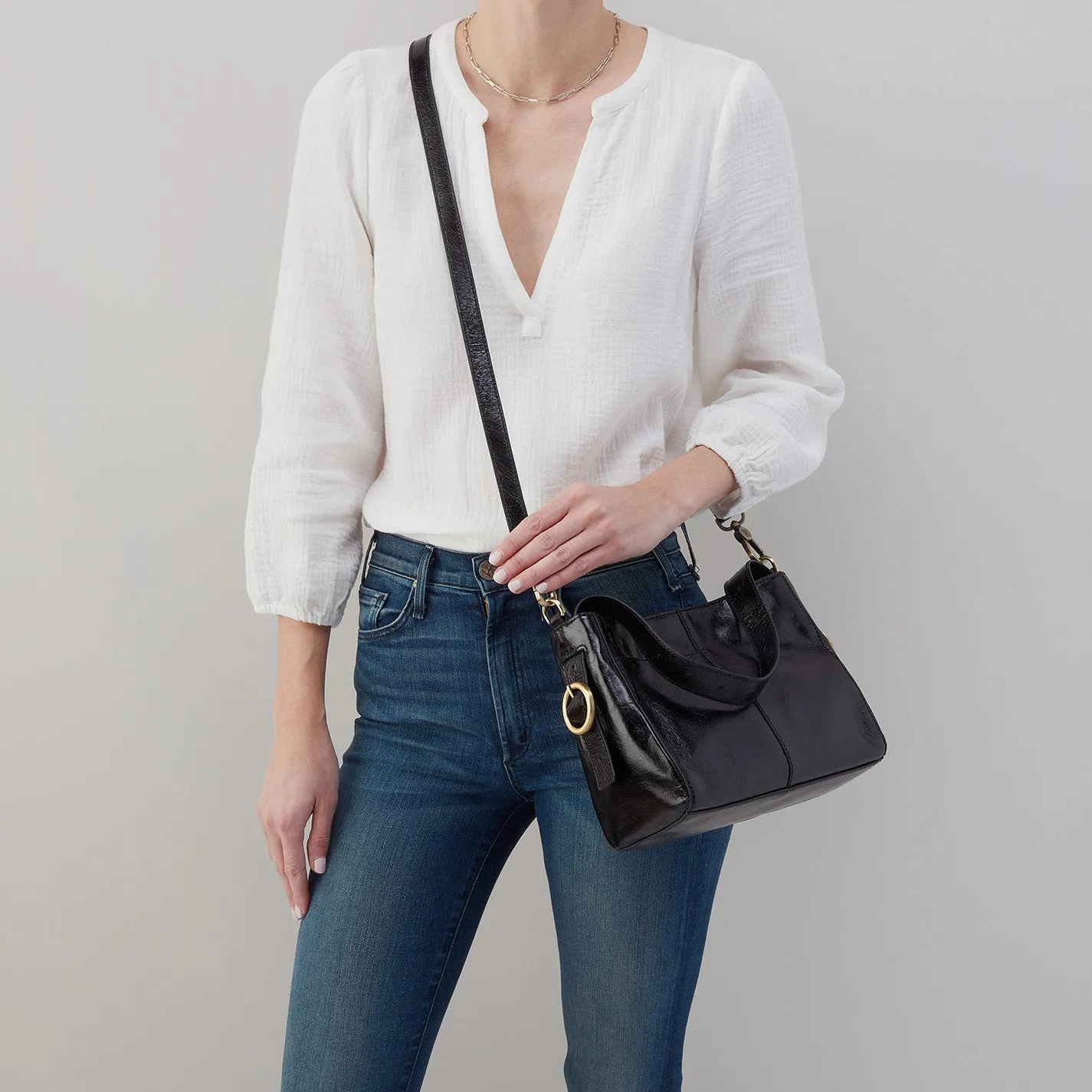 Render Small Crossbody In Polished Leather - Natural