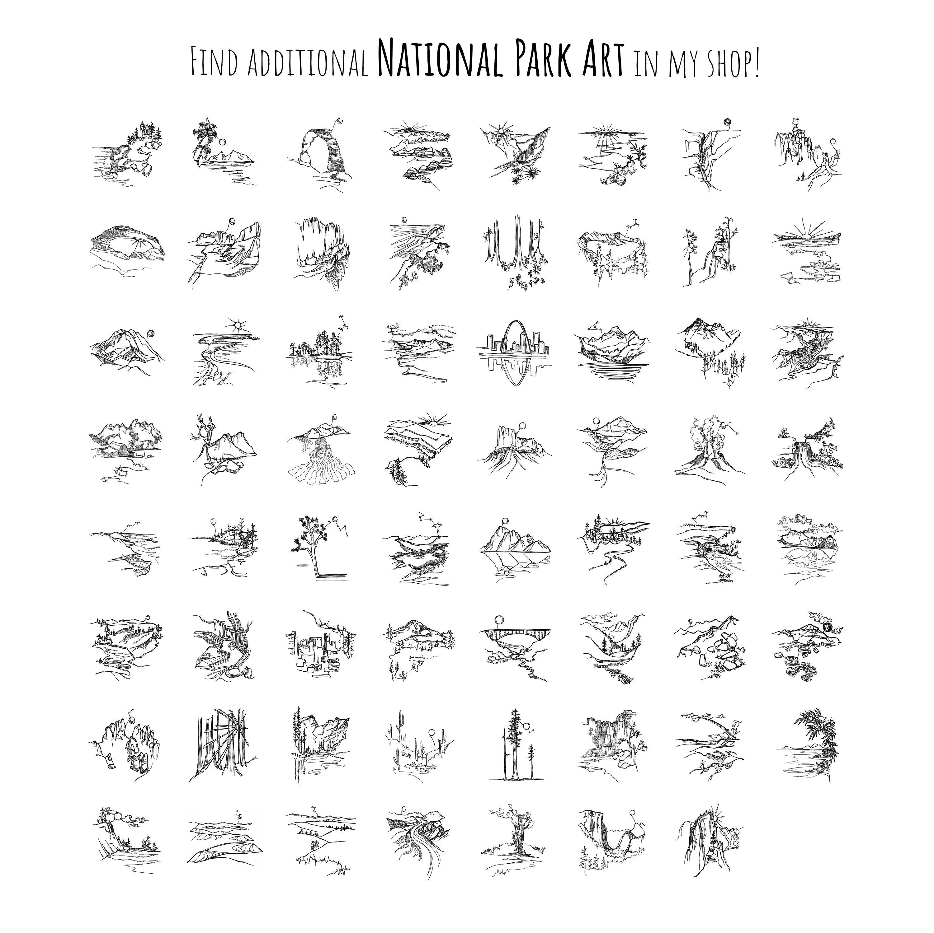 Saguaro National Park, Arizona Continuous Line Print