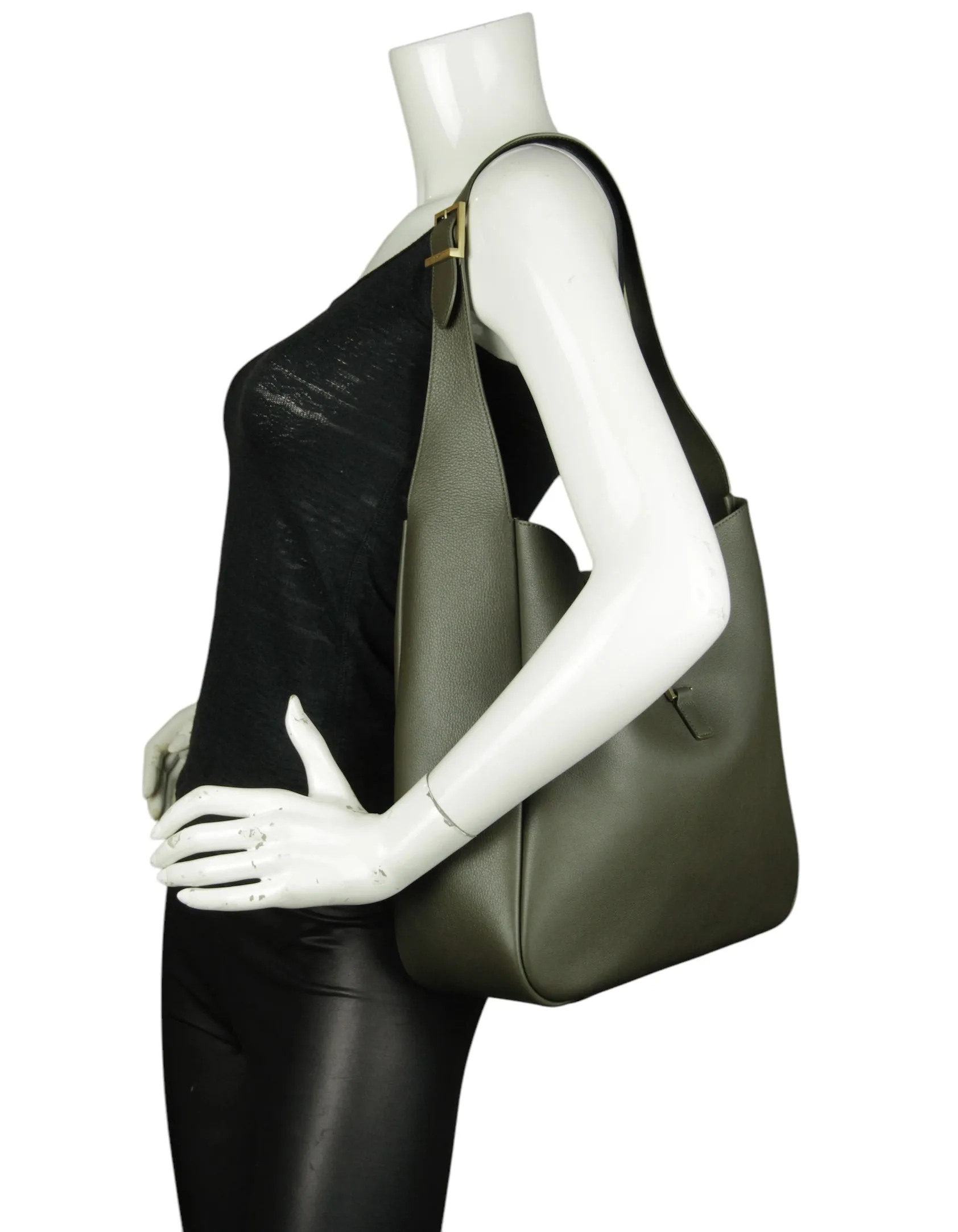 Saint Laurent Green Large Le 5 A 7 Shoulder Bag