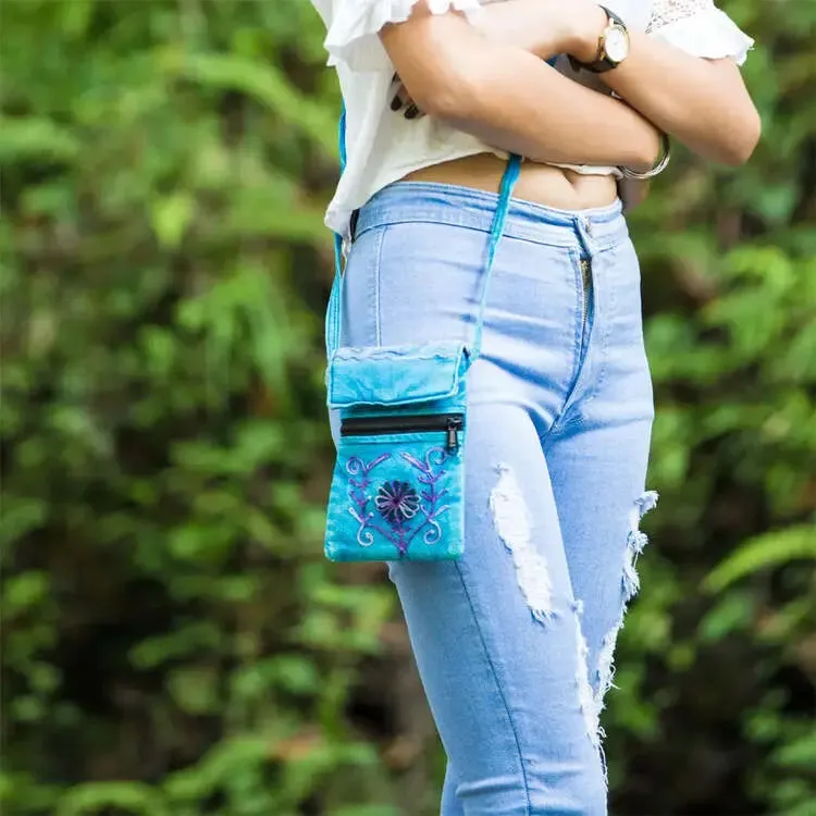Side Carry Floral Design Mobile Zipper Purse