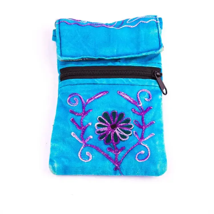 Side Carry Floral Design Mobile Zipper Purse