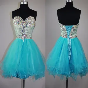 Strapless sweetheart mismatched sparkly mini cute for teens cocktail homecoming prom gowns dress,BD0082