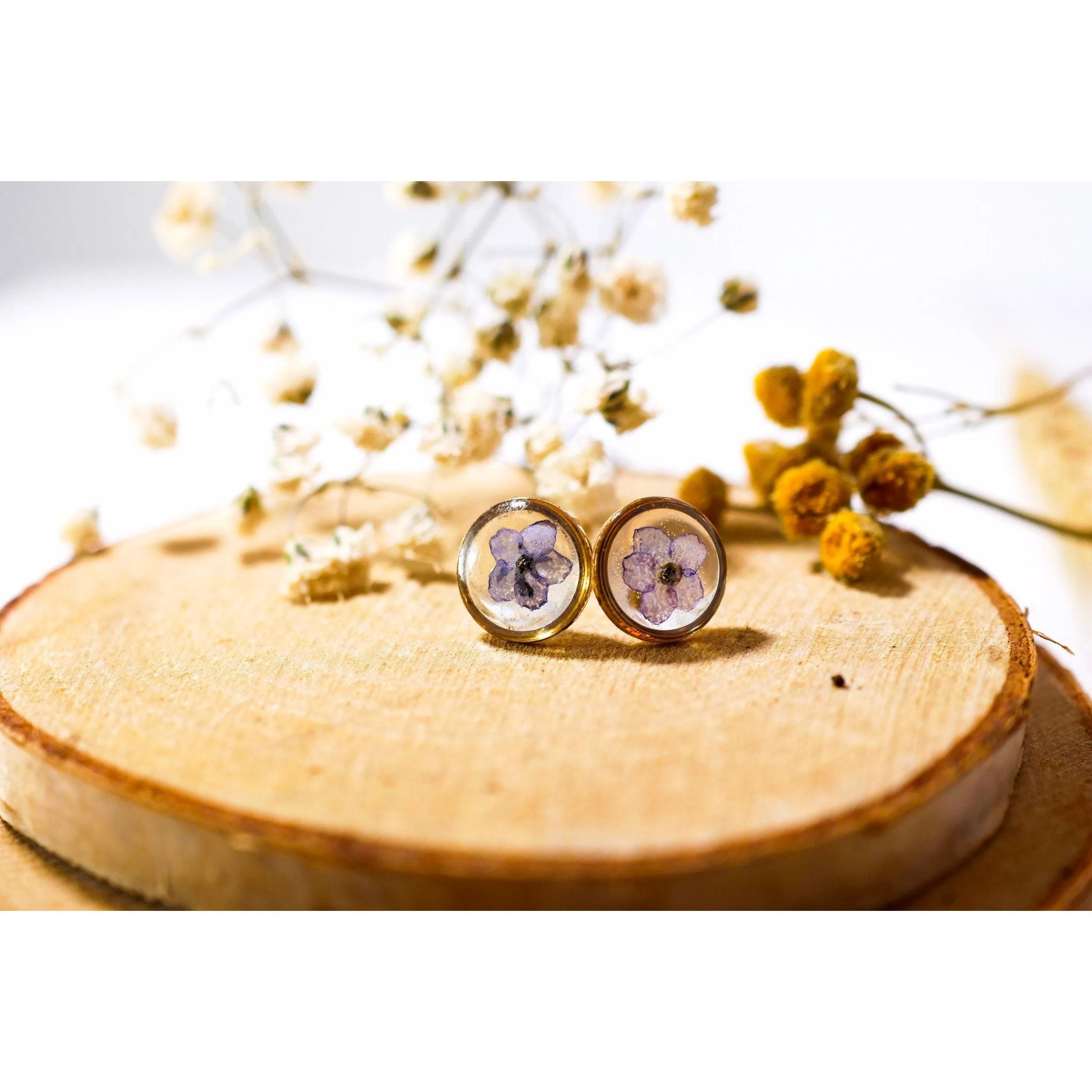 Tiny Forget me not Flower Stud Earrings